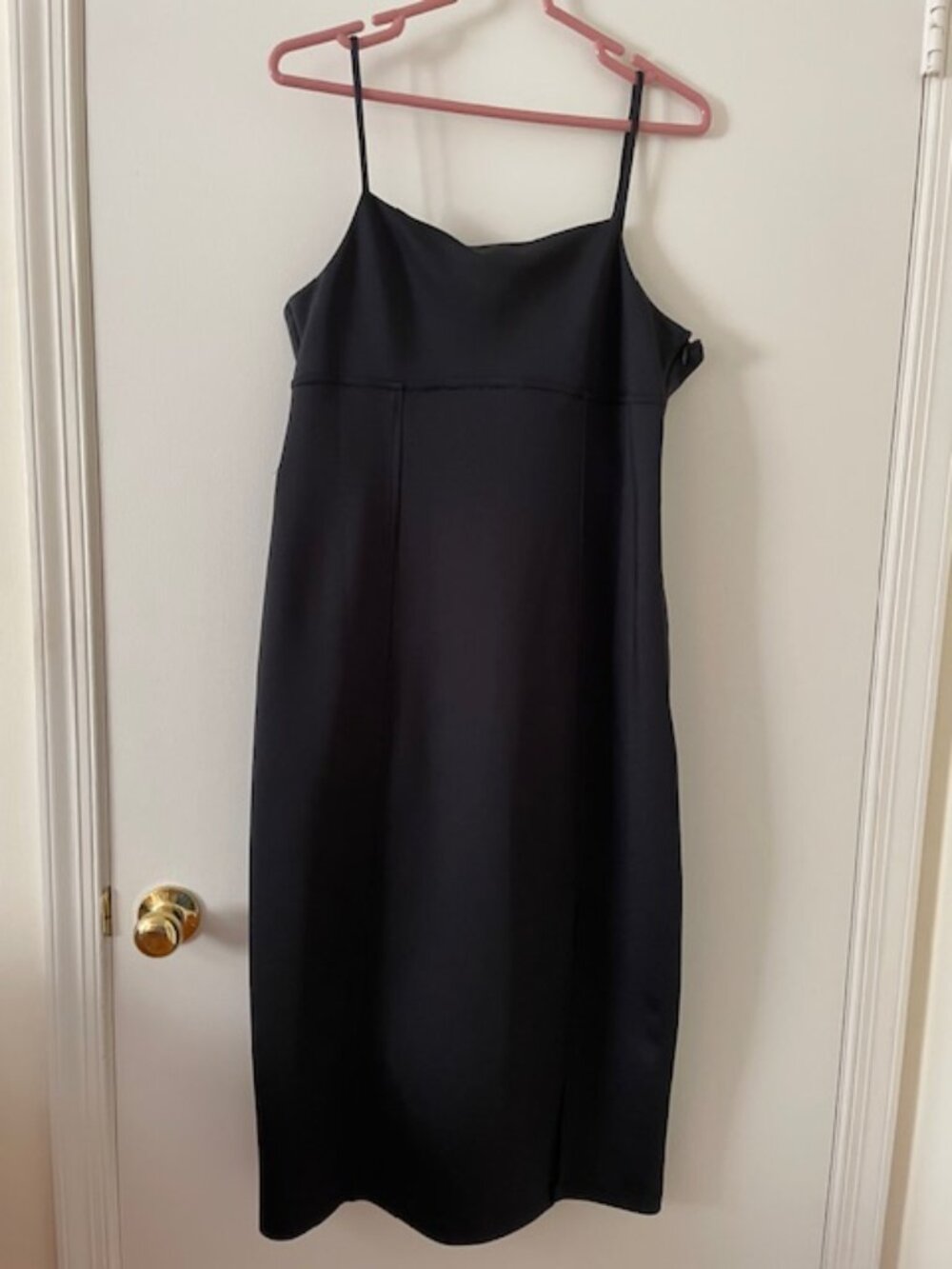 Square Neckline Midi Dress - OAK + FORT - Black - Size L